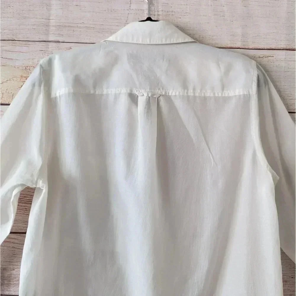 Marc by Marc Jacobs Parchment Shirt Pearl Button Cream Color Roll Tab Sleeve - Picture 11 of 14